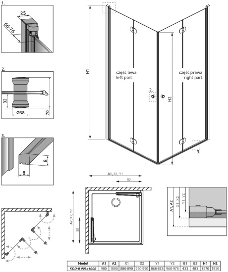 Душевой уголок Radaway EOS KDD B 90x100