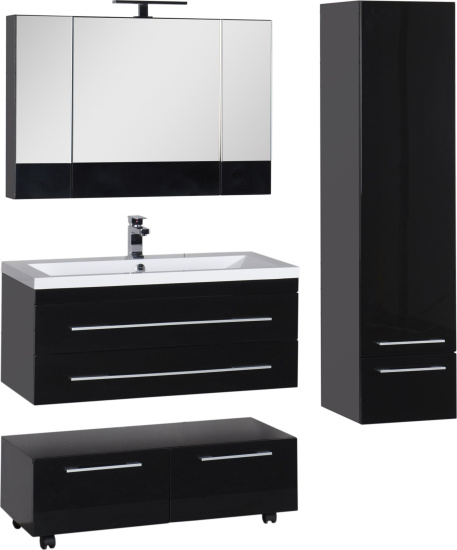 Тумба Aquanet Нота 100 подкатная черная