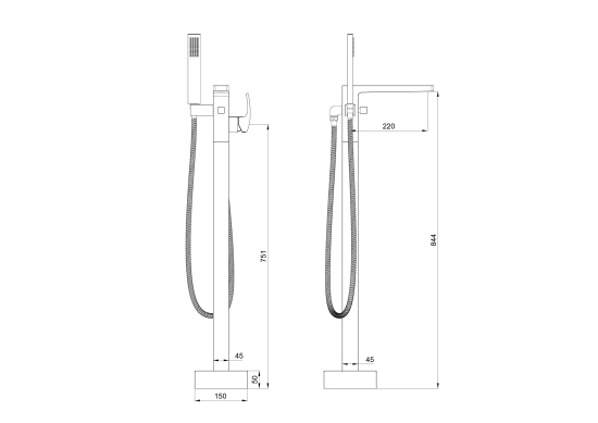 Напольный смеситель для ванны Wonzon & Woghand Fit WW-88649009-MB
