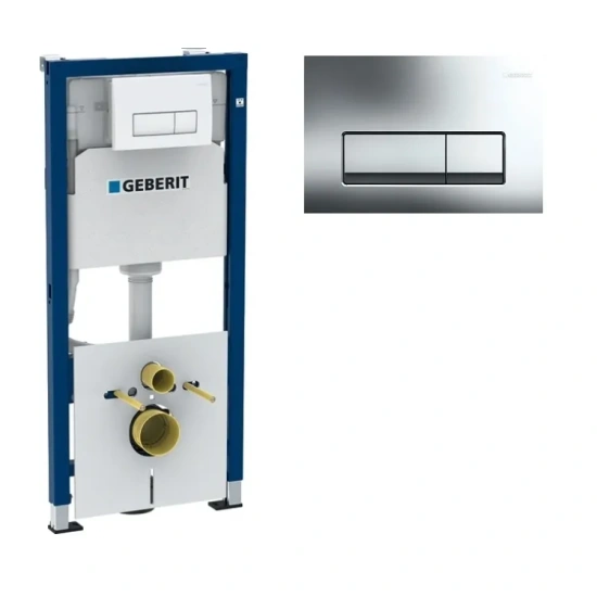 Инсталляция Geberit Duofix Delta 458.103.21.1 с кнопкой смыва Delta 51 + унитаз подвесной SantiLine SL-5005MRB