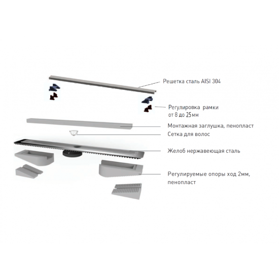 Душевой лоток Berges B1 Keramik 600 094017 с решеткой бронза