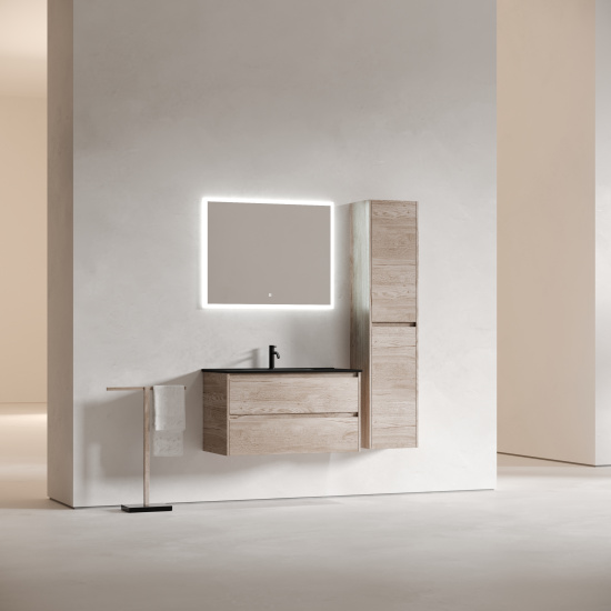 Тумба с раковиной Sancos Libra 90 дуб галифакс натуральный, подвесная