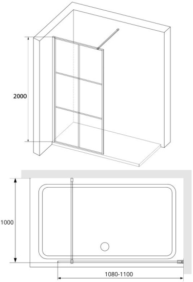 Душевая перегородка RGW WA-011-B 110x200
