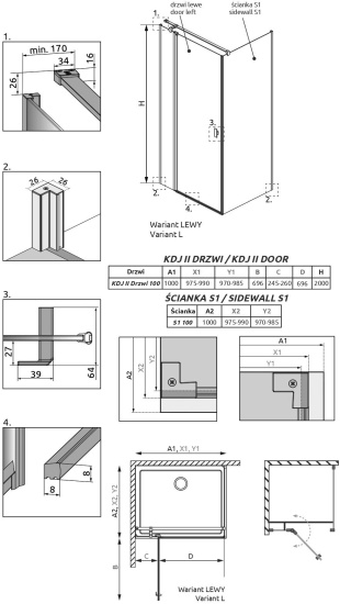 Душевой уголок Radaway Nes KDJ II 100x100 L