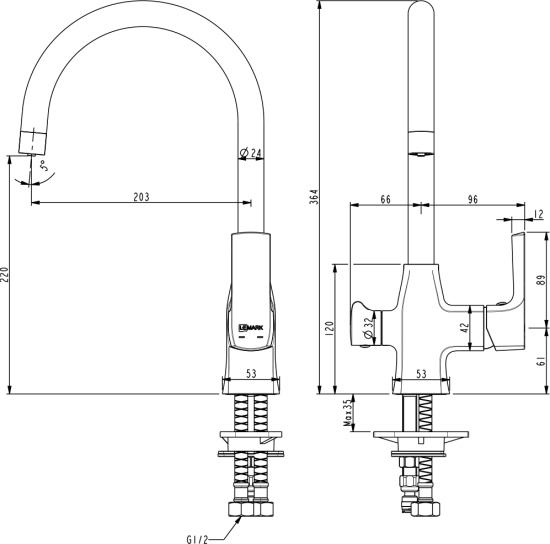 Смеситель для кухни Lemark Ursus LM7261BL