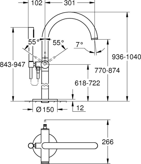 Напольный смеситель для ванны Grohe Atrio New 32653GL3 холодный рассвет