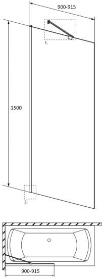 Шторка на ванну Radaway Idea Black PNJ II Frame 90