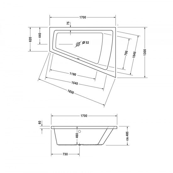 Акриловая ванна Duravit Paiova 170x130 DX 700215000000000