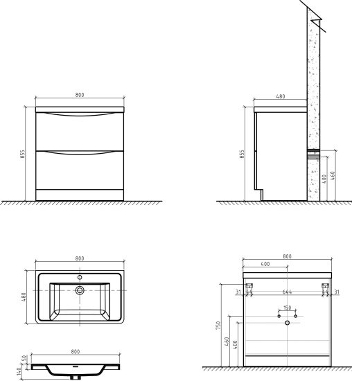 Мебель для ванной BelBagno Ancona-N 80 rovere more напольная