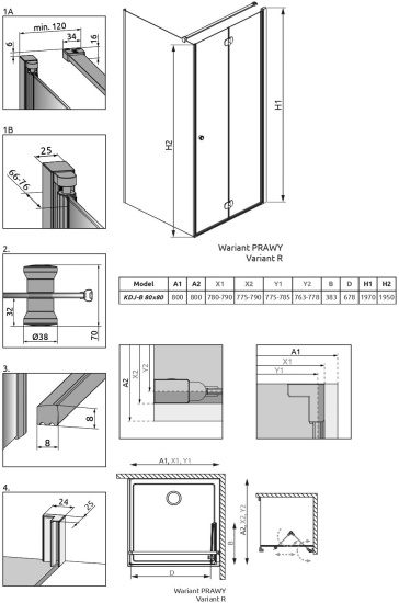 Душевой уголок Radaway EOS KDJ B 80x80 R