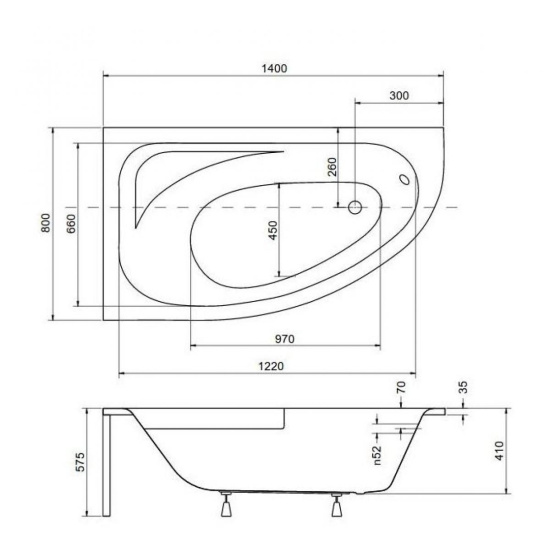 Акриловая ванна Besco Cornea 140 L