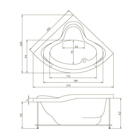 Акриловая ванна Aquatika Аквариум 150 см Sensa