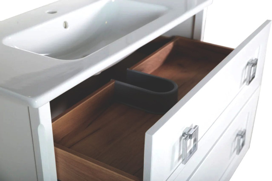 Тумба с раковиной ASB-Woodline Рома 100Н напольная, белая