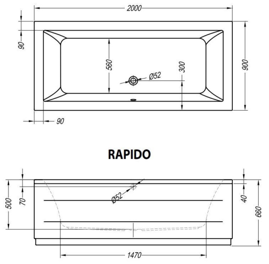 Акриловая ванна Kolpa San Rapido 200x90 см