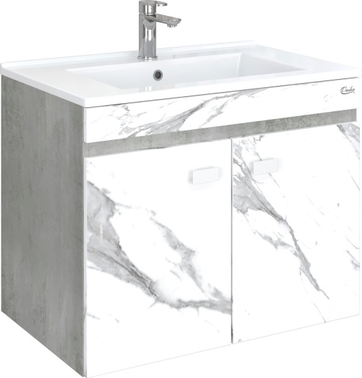 Тумба с раковиной Onika Марбл 75 подвесная, мрамор, камень бетонный