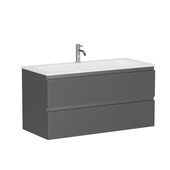 Тумба с раковиной Sancos Folk 90 grey soft, раковина CN7019