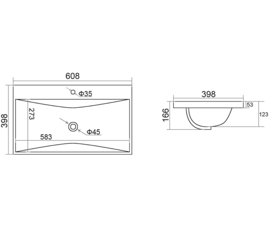 Тумба с раковиной Velvex Edge 60.1Y белая, подвесная