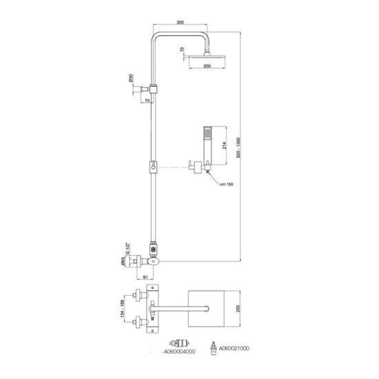 Душевая стойка Webert Wolo WO980104015PVC