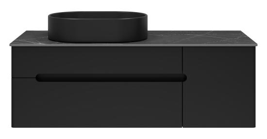 Тумба под раковину Misty Роял 120 черная подвесная, со столешницей