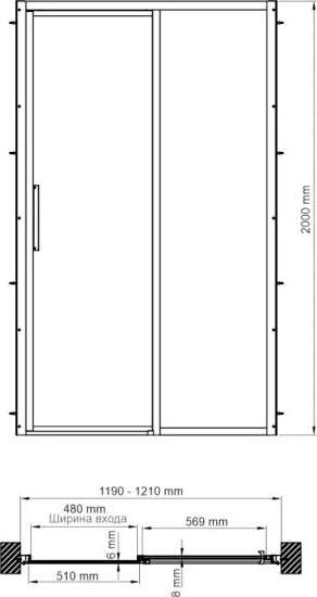 Душевая дверь в нишу Wasserkraft Lopau 32S05R 120 см, R