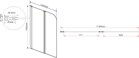 Шторка на ванну Vincea VSB-12114CH-R 114 см, R, профиль хром, стекло шиншилла