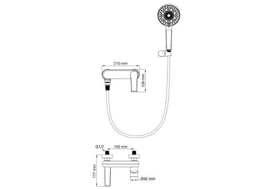 Смеситель для ванны Wonzon & Woghand Brilliant WW-88037079-BG