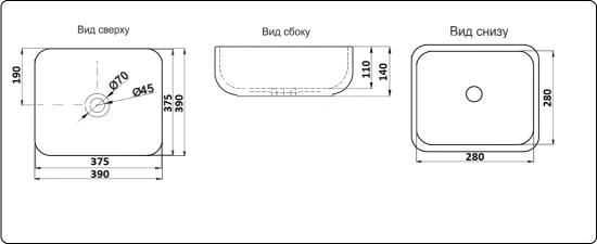 Накладная раковина CeramaLux D1303H020