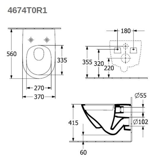 Унитаз подвесной Villeroy & Boch Antao 4674T0R1 без сидения