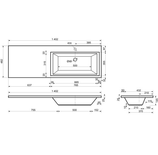 Тумба с раковиной Style Line Даллас 140 R люкс, белая