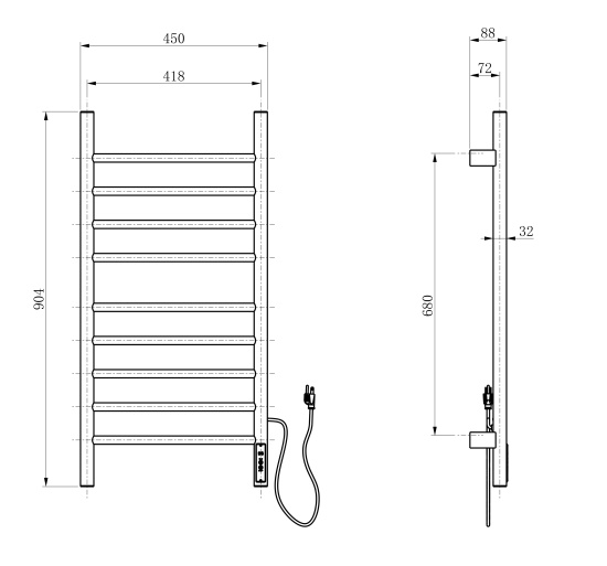 Полотенцесушитель электрический Wonzon & Woghand Bonn WW-AL409-MB