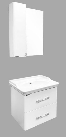 Мебель для ванной Comforty Неаполь 65, подвесная, белый глянец