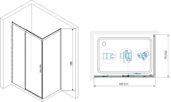 Душевой уголок RGW Leipzig LE-41 110x80x195 профиль черный, стекло прозрачное