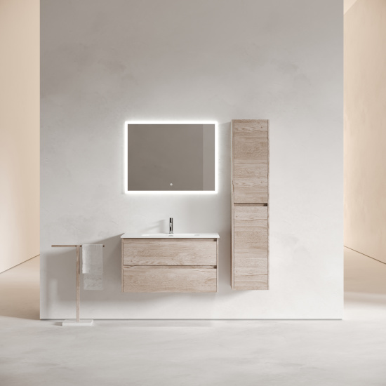 Тумба с раковиной Sancos Libra 90 дуб галифакс натуральный, подвесная