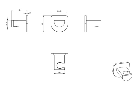 Настенный держатель Wonzon & Woghand WW-994216-CR