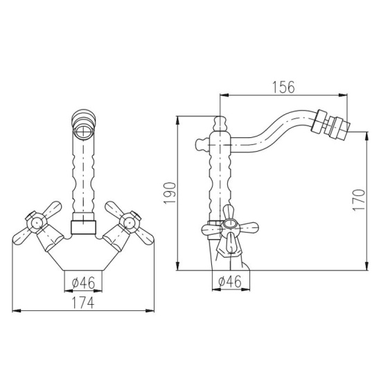Смеситель для биде Rav Slezak Morava MK321.5/9SM, бронза