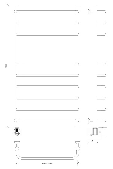 Полотенцесушитель электрический Secado Мерида 5 100/60 L, хром