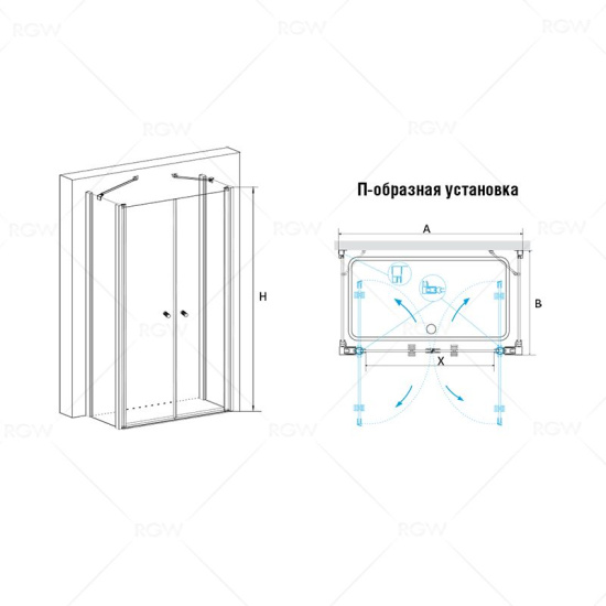 Душевой уголок RGW Passage PA-47 (775-825)х1000х1850 профиль хром, стекло прозрачное