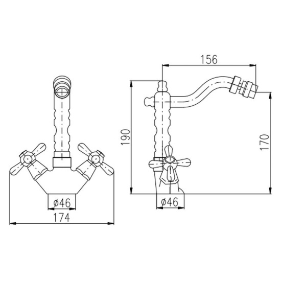 Смеситель для биде Rav Slezak Morava MK520.5/9SM, бронза