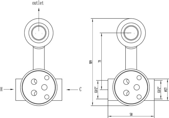 Гигиенический душ Milacio Vitoria MC.800.BBR со смесителем, с внутренней частью
