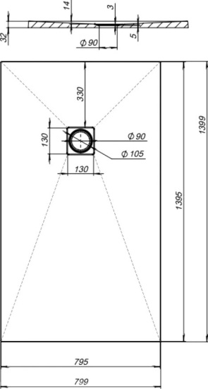 Поддон для душа Aquanet Pleasure NEW 003B 140x80 с сифоном, черный камень