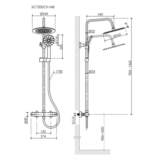 Душевая стойка Sancos Kanedo SC7200MB термостат