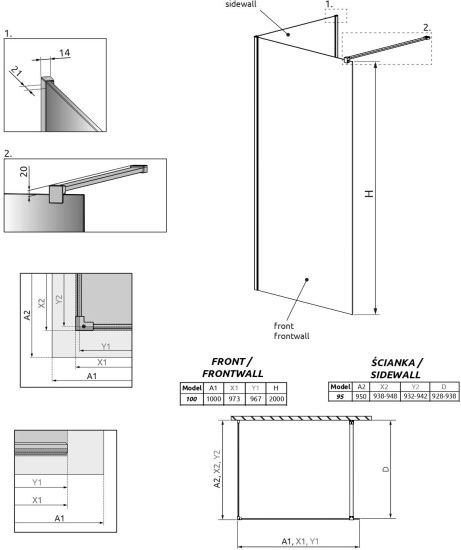 Душевая перегородка Radaway Modo New Black IV 100x95