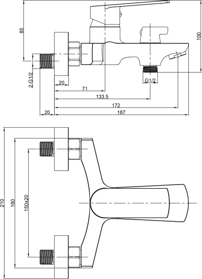 Смеситель для ванны Iddis Plank PLASB02i02WA хром