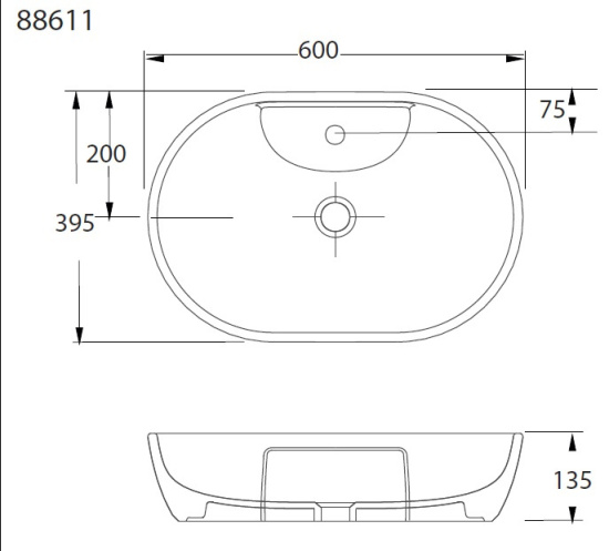 Накладная раковина beWash Bogen 88611106