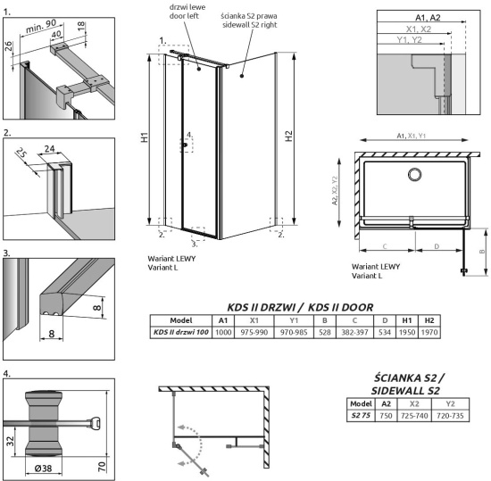 Душевой уголок Radaway EOS KDS II 100x75 L
