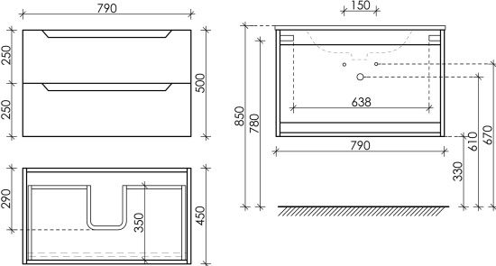 Тумба с раковиной Sancos Norma 2.0 80 белый глянец