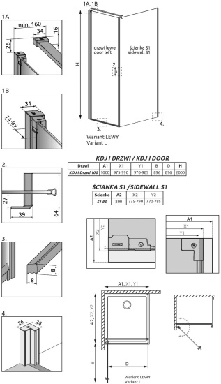 Душевой уголок Radaway Nes KDJ I 100x80 L