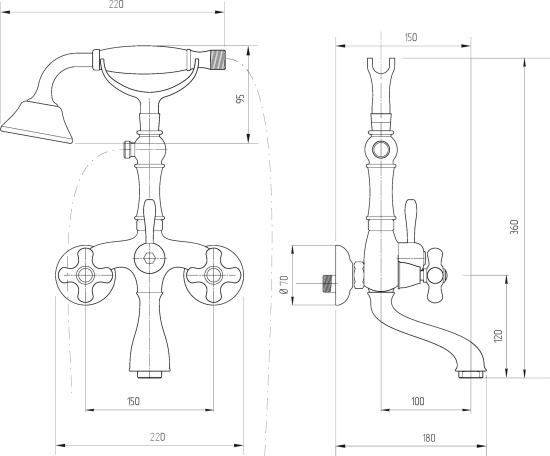 Смеситель для ванны Migliore Provance 19479 золото