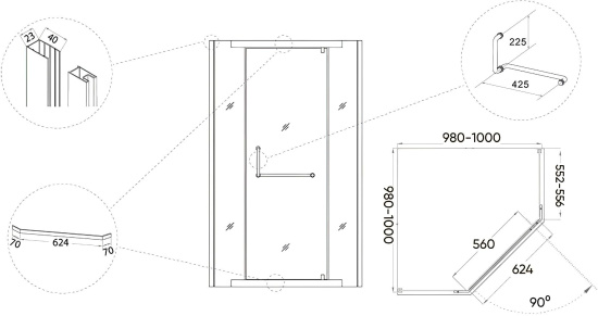 Душевой уголок Veconi Rovigo RV-36B 100x100