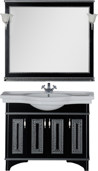 Зеркало Aquanet Валенса 110 черный краколет/серебро